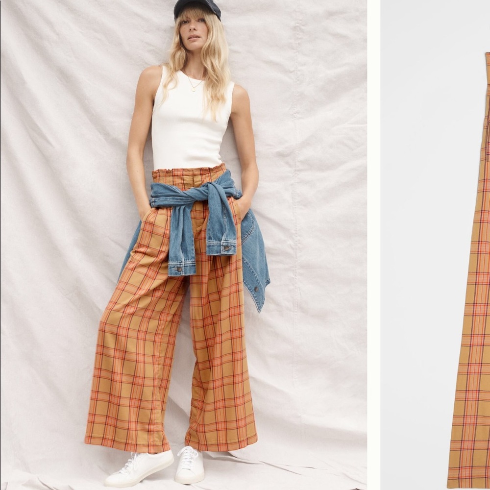 Plaid Wide-Leg Pants